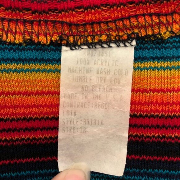 VTG Ribbed Rainbow Striped V-Neck Knit Top - Picture 6 of 6